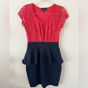 Elegant Red and Black Lace Dress